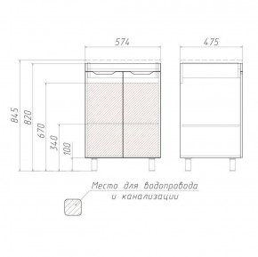 Тумба под умывальник Andrea 58 3D без ящика Домино (D37003T) в Игриме - igrim.ok-mebel.com | фото 3