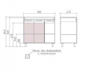 Тумба под умывальник Andrea 90 3D без ящика Домино (D37005T) в Игриме - igrim.ok-mebel.com | фото 2