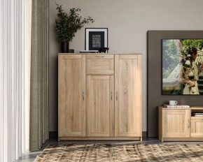 Тумба СИРИУС трехдверная с одним ящиком, цвет Дуб Сонома в Игриме - igrim.ok-mebel.com | фото 4