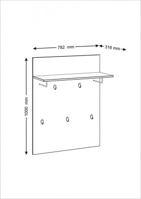 Вешалка СИРИУС настенная с полкой, цвет Дуб Сонома в Игриме - igrim.ok-mebel.com | фото 3