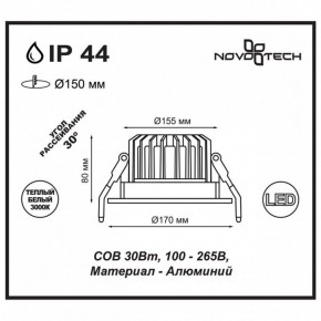 Встраиваемый светильник Novotech Drum 357604 в Игриме - igrim.ok-mebel.com | фото 3